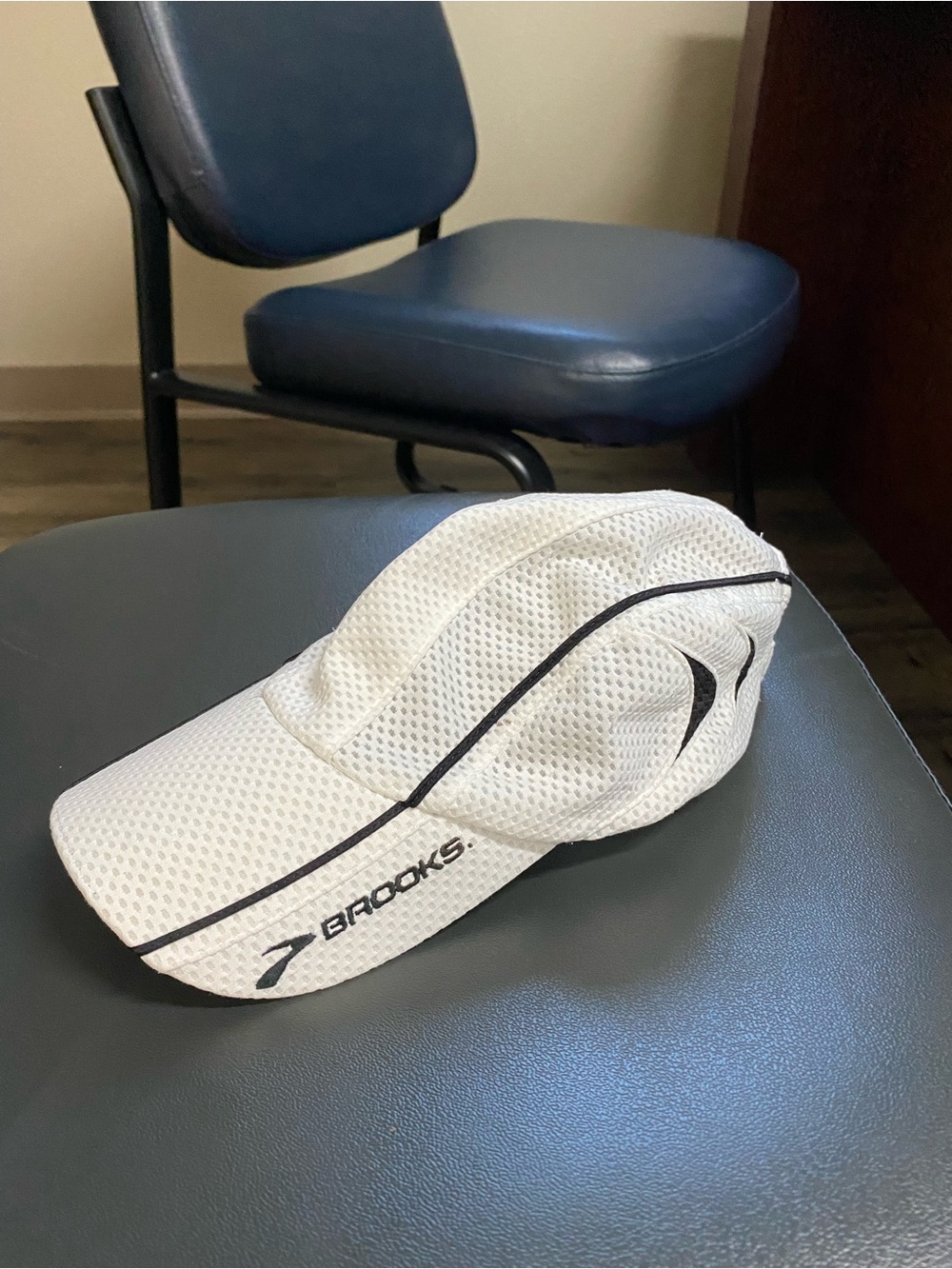 Brooks White Mesh Cap with Pink Ribbon Accent